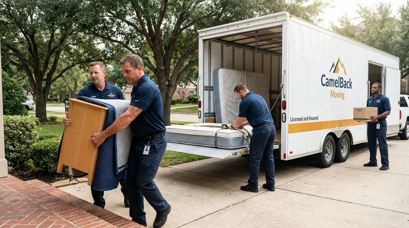 Crew loading residential truck for cross-state move from Artesia, NM