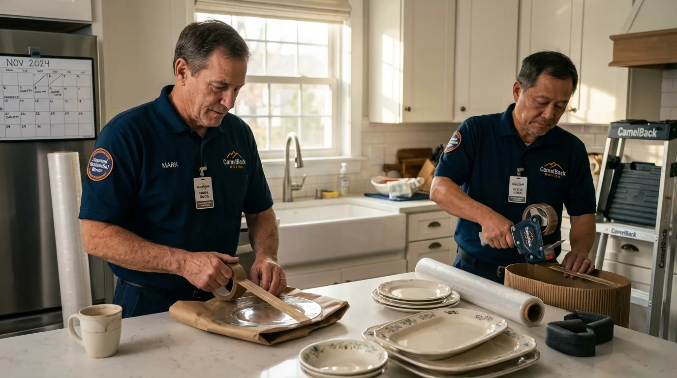 Professional crew packing kitchen dishware in Artesia, NM